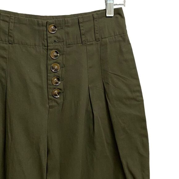 NWT Who What Wear High Waist Wide Leg Pants Sz 4 Button Fly Pleated Green *Flaw - Picture 4 of 11